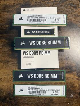 Corsair Cma64gx5m4b6400c32 Ws Rdimm Series 64gb 4 X 16gb Ecc Registered Ddr5 6400 Pc5 51200 Ser