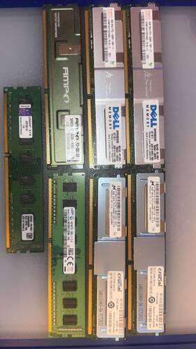 3am02167 Dell Crucial Samsung Amp Kingston Lot Of 7 4gb Ram Modules Mixed Brands Ddr2 And Ddr3 Server/desktop Memory