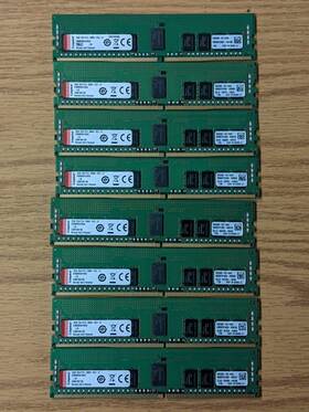 Pc4-2666v Kingston Ksm26rs4/16hai Lot Of 8 X 16gb Ddr4 1rx4 Server Ram Memory