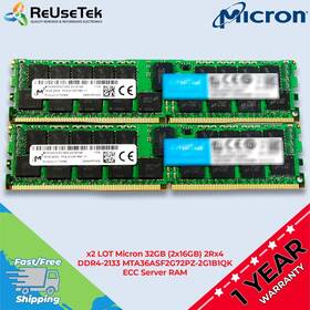 Mta36asf2g72pz-2g1b1qk Micron X2 Lot 32gb 2x16gb 2rx4 Ddr4-2133 Ecc Server Ram