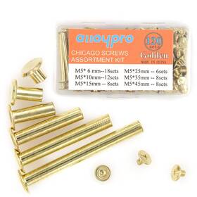 Ap-170620213 N A Alloypro 120 Pcs 60 Pair M5 X 6/10/15/25/35/45 Golden Phillips Chicago Scre