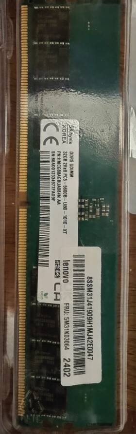 Mncg8g3guq40aa Sk Hynix Ddr5 Udimm 32gb Pc5-5600b 288-pin Server Memory Ram