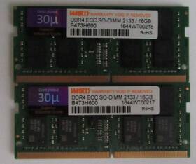 B473h600 Waris Technology 32gb 2x 16gb Gold Plated Ddr4 Ecc So-dimm 2133 Server Ram