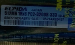 Elpida 512MB 1RX8 PC2-3200R-33 EBE51RD8ABFA-4A-E Ibm: 13N1424. Fixed Price $9.75.