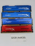Kingston Hyperx HX316C10F/8 32GB (4X8GB) 1RX8 PC3-12800 DDR3 Desktop Memory. Fixed Price $44.95.