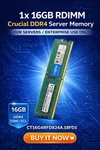 Micron Crucial 16GB 2RX8 PC4-2400T PC4-19200R Reg Ecc 1.2V CT16G4RFD824A.18FD1. Fixed Price $89.98.