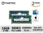 Timetec 2X8GB DDR3 1600MHZ PC3-12800 Non-ecc 1.35V 2RX8 Sodimm Apple Memory Ram. Fixed Price $49.99.