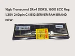 16GB Transcend 2RX4 DDR3L 1600 Ecc Reg 1.35V 240PIN C41512 Server Ram Sealed. Fixed Price $14.99.