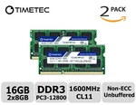 Timetec 2X8GB DDR3 1600MHZ PC3-12800 Non-ecc 1.35V 2RX8 Sodimm Laptop Memory Ram. Fixed Price $49.99.
