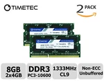 Timetec 2X4GB DDR3 1333MHZ PC3-10600 Non-ecc 1.5V 2RX8 Sodimm Laptop Memory Ram. Fixed Price $36.99.