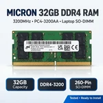 Micron 32GB DDR4 Laptop Ram, MTA16ATF4G64HZ-3G2E2 3200MHZ Sodimm / Pulled Test. Fixed Price $132.99.